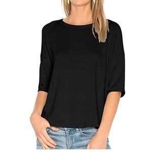Ally Magic Black Casual 3/4 Sleeve Cotton Tee - XXL